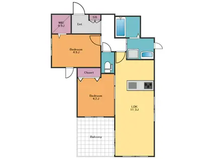 豪徳寺2丁目メゾン(2LDK/2階)の間取り写真