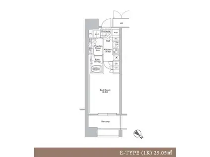 コンフォリア渋谷ウエスト(1K/8階)の間取り写真