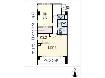 パティオ覚王山(1LDK/2階)の間取り写真