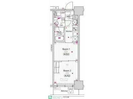 ガーラ・ステーション川崎平間(2K/4階)の間取り写真