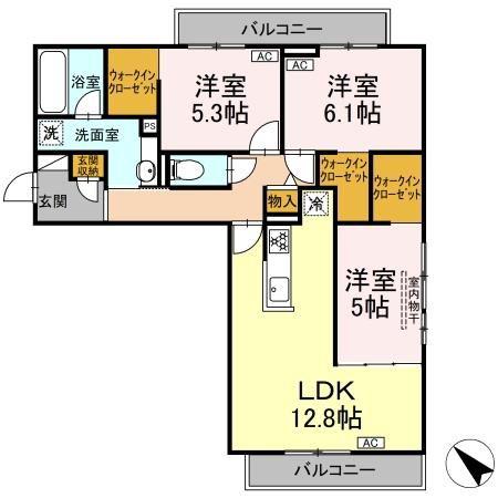 CASA SOLARE(3LDK/3階)の間取り写真
