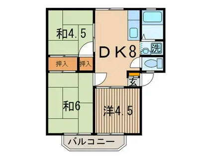 サンビレッジB(3DK/2階)の間取り写真