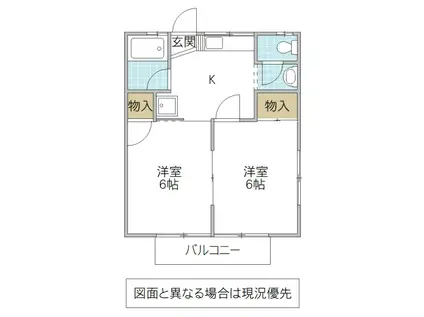 マンション緑 A(2K/2階)の間取り写真