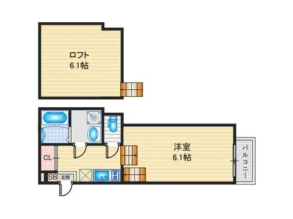 GLANZ 妙音通(1SK/1階)の間取り写真