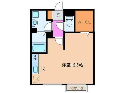 ヴィーブル和み B(ワンルーム/2階)の間取り写真