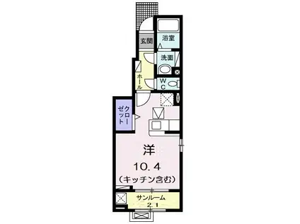 アミスターK II(ワンルーム/1階)の間取り写真