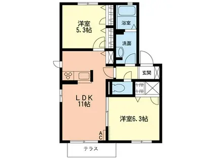 エルマール大磯I(2LDK/1階)の間取り写真