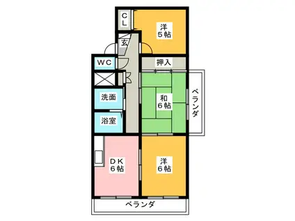 マンション宮木(3DK/4階)の間取り写真