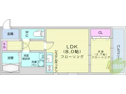 アイ・ウィステリア多賀城(1LDK/3階)の間取り写真