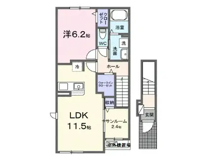 サニーフィールドIII(1LDK/2階)の間取り写真