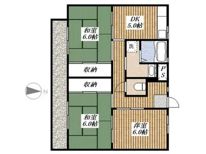 ビレッジハウス秋多号棟4(3DK/1階)の間取り写真