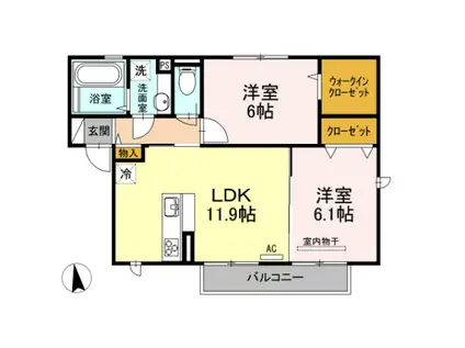 セトルA棟(2LDK/1階)の間取り写真