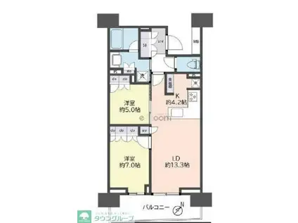 HARUMI FLAGSUN VILLAGE C棟(2LDK/2階)の間取り写真