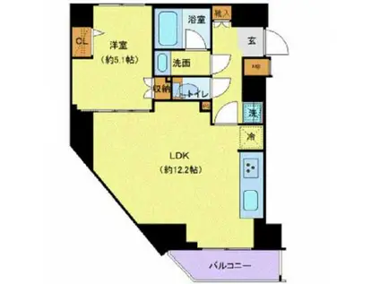 ジェノヴィア新御徒町スカイガーデン(1LDK/11階)の間取り写真