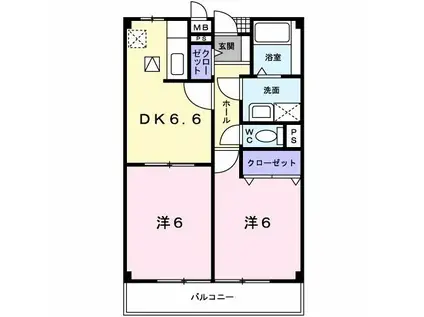 シャーデンプラザ(2DK/1階)の間取り写真