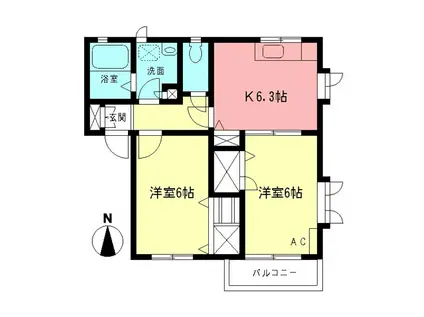 ヴィブレ(2DK/2階)の間取り写真