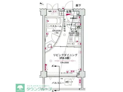 シンシア三軒茶屋レジデンスカフェ(1K/2階)の間取り写真