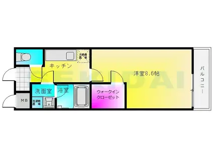 レフア弓削(1K/1階)の間取り写真