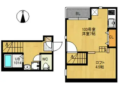 RIZEST六丁の目(ワンルーム/1階)の間取り写真