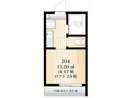 アゼスト-レント国分寺(1K/2階)の間取り写真