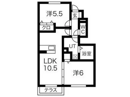 ドルチェヴィータ桜井(2LDK/1階)の間取り写真
