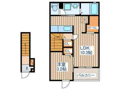 アルブル・ヴィラージュVI(1LDK/2階)の間取り写真