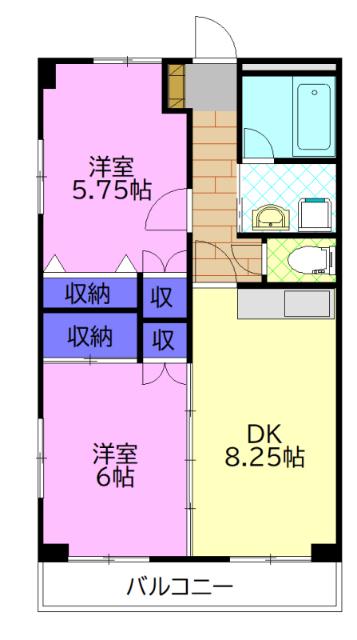 サンホークハイツ(2DK/3階)の間取り写真