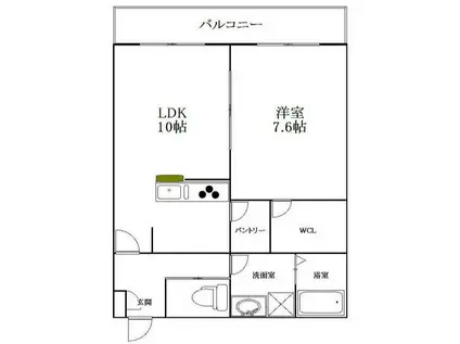 センチュリーオークビー棟(1LDK/1階)の間取り写真