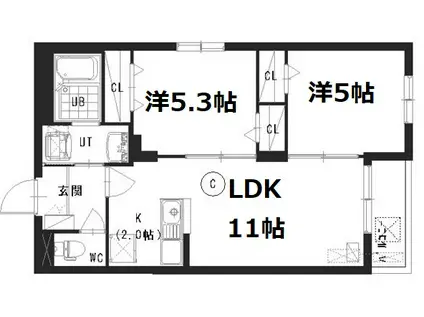 パレドゥロワ(2LDK/1階)の間取り写真