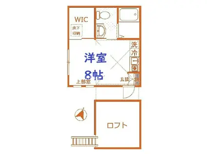 グランディール(ワンルーム/2階)の間取り写真