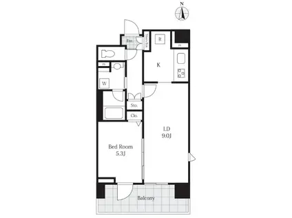 ベルハイム菊川(1LDK/7階)の間取り写真