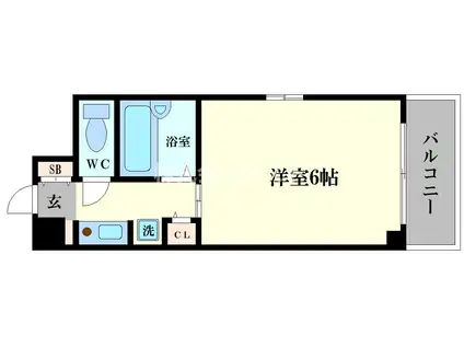 ルーブルCTJR難波(1K/5階)の間取り写真