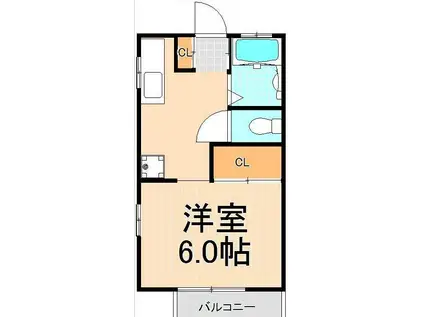 ステイツコイケ(1K/2階)の間取り写真