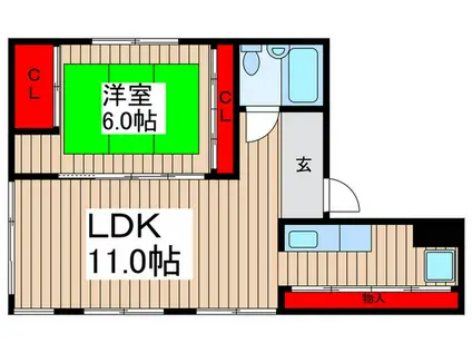 ひかりビル(1LDK/4階)の間取り写真