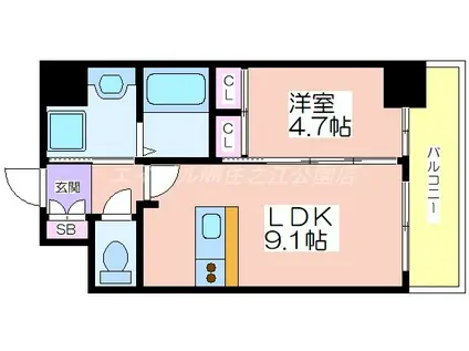 GM KOHAMA(1LDK/4階)の間取り写真