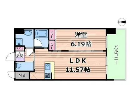 プレジオ城東(1LDK/9階)の間取り写真