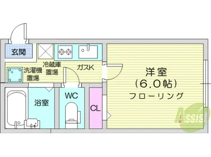 ホワイト・ハウス(1K/1階)の間取り写真