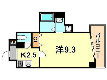 W-STYLE神戸(1K/9階)の間取り写真