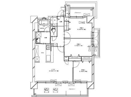 LX GLANTZ 東古松(3LDK/2階)の間取り写真