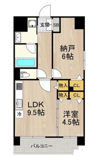 海老江サンライズ(2LDK/4階)の間取り写真