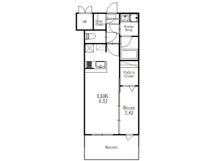 エンクレスト博多LEGEND(1LDK/9階)の間取り写真