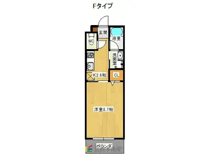 MOCO-DICE(1K/4階)の間取り写真