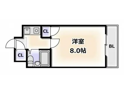 クリスタ 天王寺(1K/4階)の間取り写真