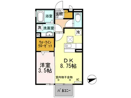 メゾンエルメス(1DK/1階)の間取り写真