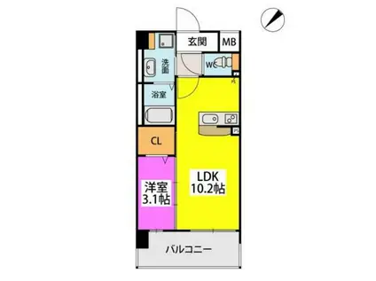 フルハウス高宮(1LDK/6階)の間取り写真