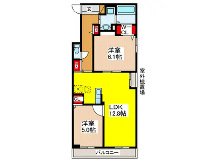 ブリ―ヴィアコート(2LDK/2階)の間取り写真