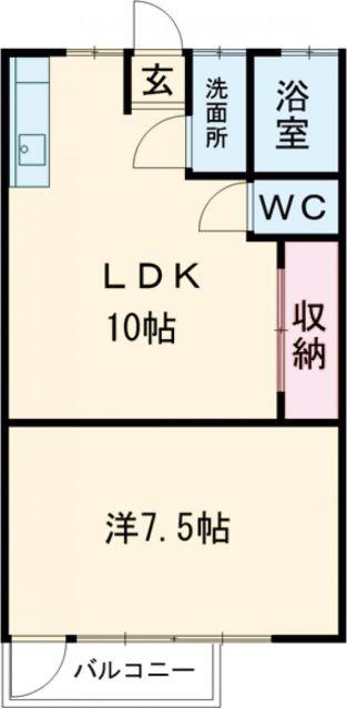 木村ビル(1LDK/2階)の間取り写真