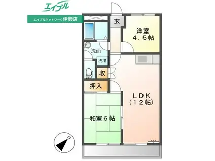 クォリティメゾンB(2LDK/1階)の間取り写真