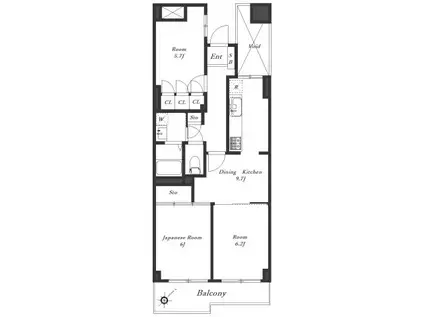 光建ハイムブリリアンス野毛山公園(3DK/3階)の間取り写真