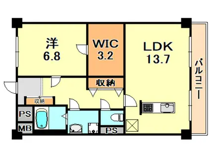 ユニ舞子(1LDK/2階)の間取り写真